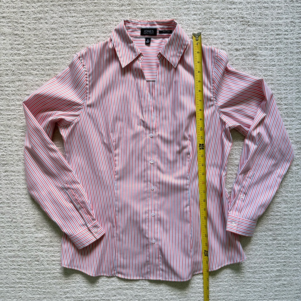 JONES NEW YORK | Orange & White Stripe No-Iron Shirt Sz M - Picture 4 of 4